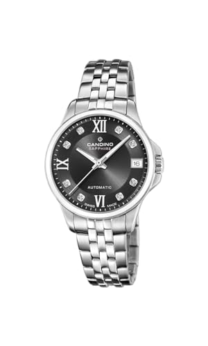 Candino Damen-Armbanduhr C4770/5 Automatic Gehäuse aus Edelstahl, Grau, Armband aus grauem Edelstahl, Schwarz , Armband von Candino