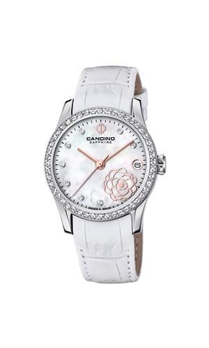 Candino Uhr Für Damen C4721/1 Newness Silber Edelstahl Case WeißLeder Band von Candino