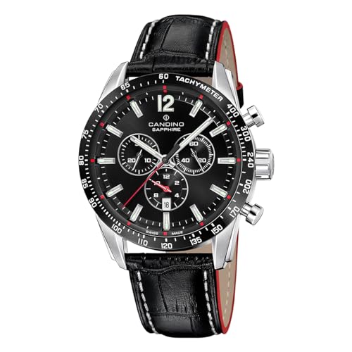 Candino Herrenuhr Leder schwarz Sport Armbanduhr UC4758/4 Chronograph von Candino