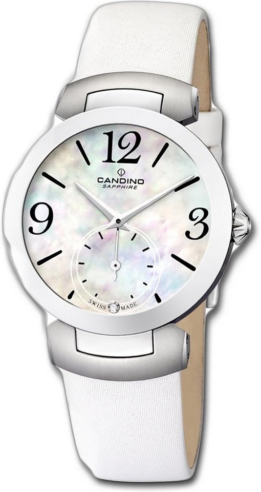 Candino Quarzuhr Candino Elegance Leder Quarz Damen Uhr, Damenuhr mit Lederarmband, rundes Gehäuse, mittel (ca. 34mm), Elegant- von Candino