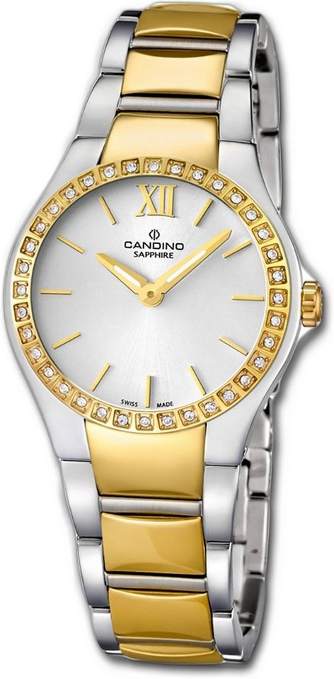 Candino Quarzuhr Candino Classic Edelstahl Damen Uhr, Damenuhr mit Edelstahl Gelbgold PVD Beschichtungarmband, rundes Gehäus von Candino