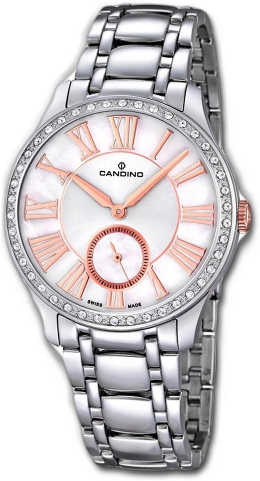 Candino Quarzuhr Candino Elegance Edelstahl Damen Uhr, Damenuhr mit Edelstahlarmband, rundes Gehäuse, mittel (ca. 36mm), Fash von Candino