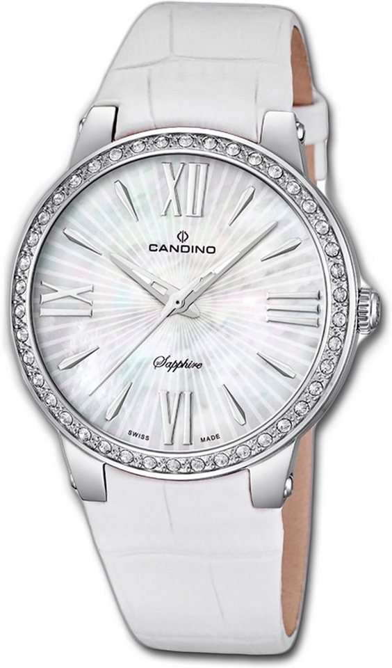 Candino Quarzuhr Candino Elegance Leder Quarz Damen Uhr, Damenuhr mit Lederarmband, rundes Gehäuse, mittel (ca. 36mm), Fashion- von Candino