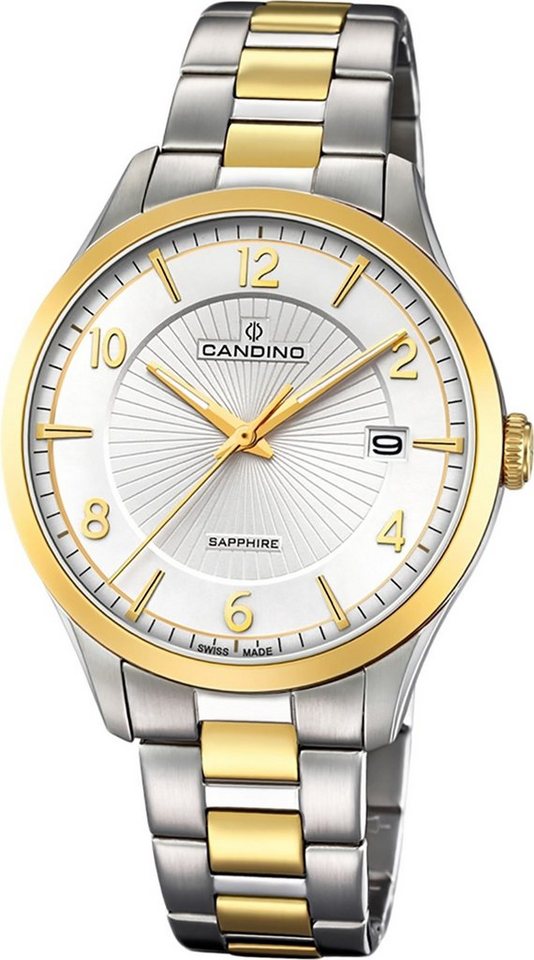 Candino Quarzuhr Candino Classic Edelstahl Herren Uhr, Herrenuhr mit Edelstahlarmband, rundes Gehäuse, groß (ca. 40mm), Elega von Candino