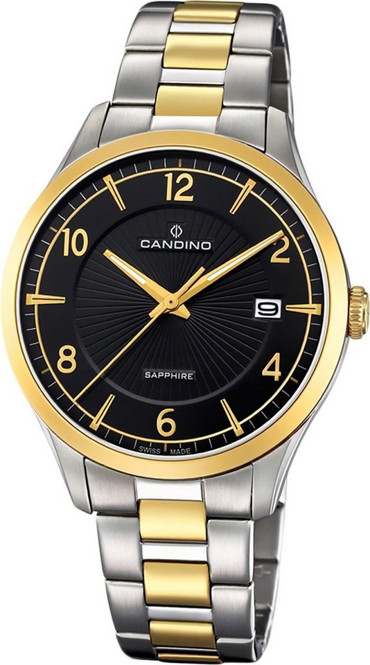 Candino Quarzuhr Candino Classic Edelstahl Herren Uhr, Herrenuhr mit Edelstahlarmband, rundes Gehäuse, groß (ca. 40mm), Elega von Candino