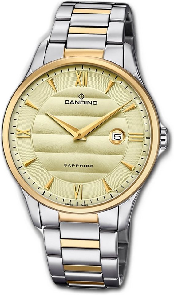 Candino Quarzuhr Candino Classic Edelstahl Herren Uhr, Herrenuhr mit Edelstahlarmband, rundes Gehäuse, groß (ca. 41mm), Elega von Candino