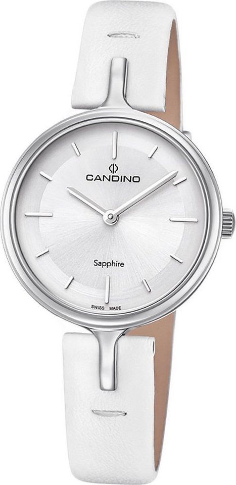Candino Quarzuhr Candino Elegance Leder Quarz Damen Uhr, Damenuhr mit Lederarmband, rundes Gehäuse, klein (ca. 30mm), Fashion-S von Candino