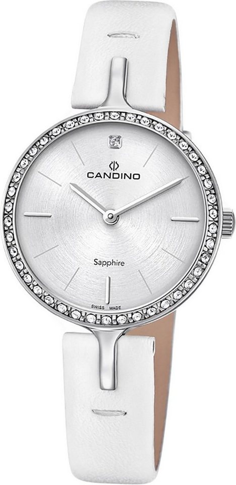 Candino Quarzuhr Candino Elegance Leder Quarz Damen Uhr, Damenuhr mit Lederarmband, rundes Gehäuse, klein (ca. 30mm), Fashion-S von Candino