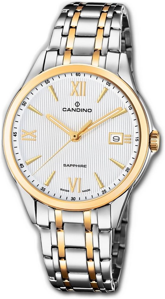 Candino Quarzuhr Candino Elegance Edelstahl Herren Uhr, Herrenuhr mit Edelstahlarmband, rundes Gehäuse, groß (ca. 41mm), Elega von Candino