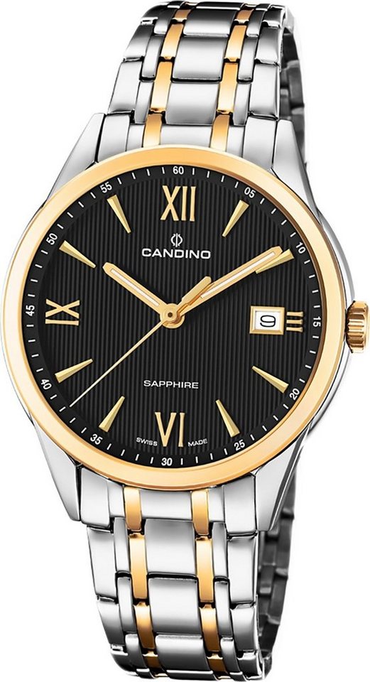 Candino Quarzuhr Candino Elegance Edelstahl Herren Uhr, Herrenuhr mit Edelstahlarmband, rundes Gehäuse, groß (ca. 41mm), Elega von Candino