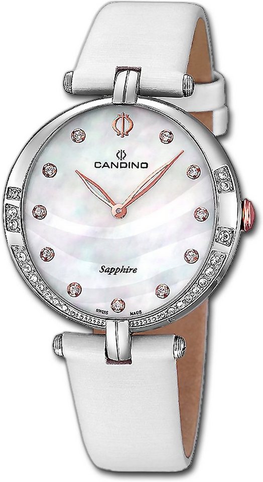 Candino Quarzuhr Candino Damenuhr Elegance C4601/2, Damen Armbanduhr rund, Edelstahlarmband weiß von Candino