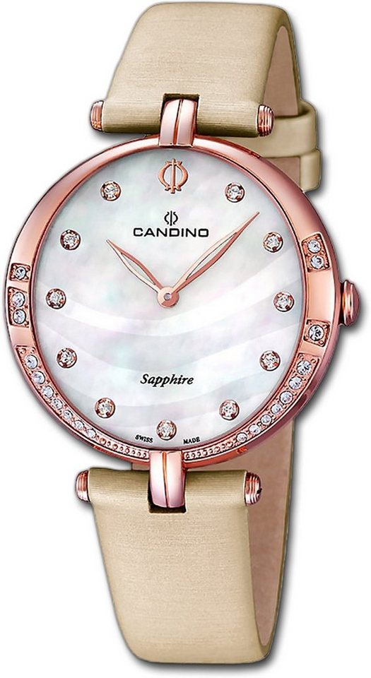 Candino Quarzuhr Candino Damenuhr Elegance C4602/1, Damen Armbanduhr rund, Edelstahlarmband creme von Candino