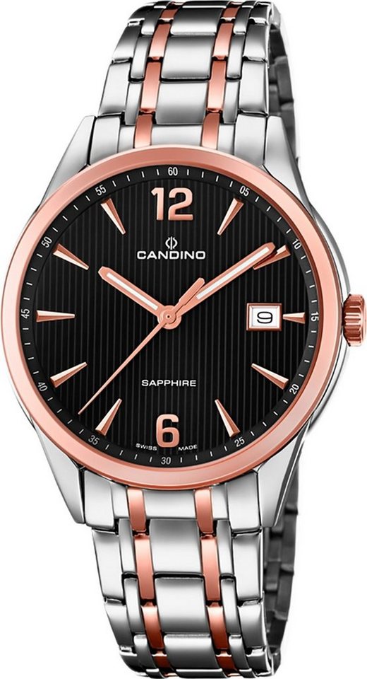 Candino Quarzuhr Candino Herren Uhr Analog C4616/3, Herren Armbanduhr rund, Edelstahlarmband roségold, silber, Elegant von Candino