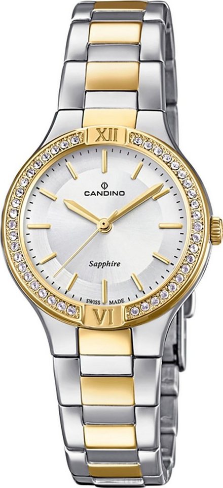 Candino Quarzuhr Candino Damen Uhr Analog C4627/1, Damen Armbanduhr rund, Edelstahlarmband silber, gold, Fashion von Candino