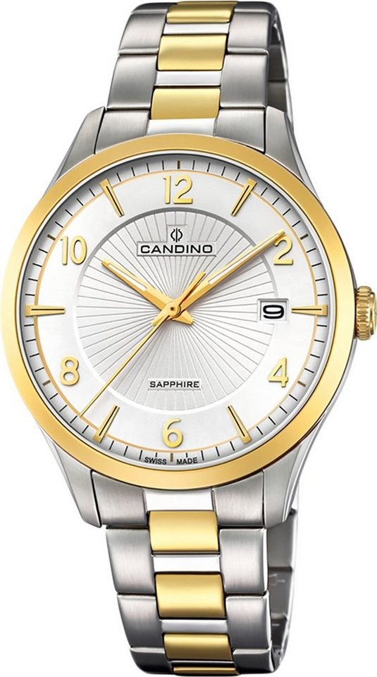 Candino Quarzuhr Candino Herren Uhr Analog C4631/1, Herren Armbanduhr rund, Edelstahlarmband silber, gold, Elegant von Candino