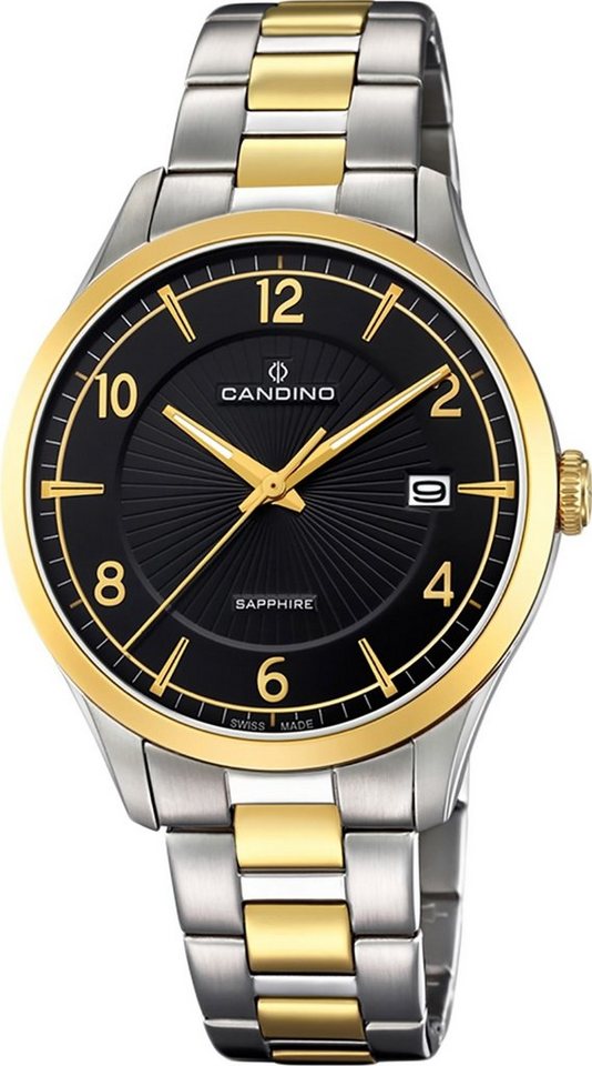 Candino Quarzuhr Candino Herren Uhr Analog C4631/2, Herren Armbanduhr rund, Edelstahlarmband silber, gold, Elegant von Candino