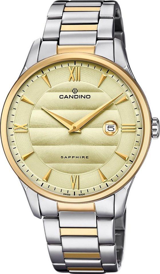 Candino Quarzuhr Candino Herren Uhr Analog C4639/2, Herren Armbanduhr rund, Edelstahlarmband silber, gold, Elegant von Candino