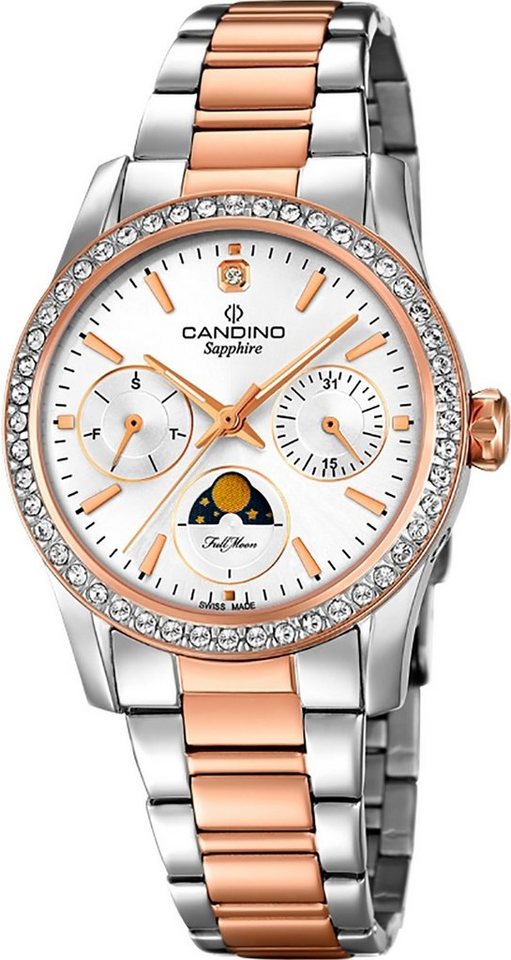 Candino Quarzuhr Candino Damen Uhr Analog C4688/1, Damen Armbanduhr rund, Edelstahlarmband silber, rosegold, Fashion von Candino