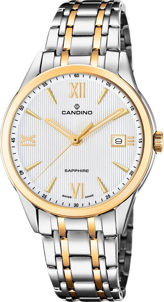 Candino Quarzuhr Candino Herren Uhr Analog C4694/1, Herren Armbanduhr rund, Edelstahlarmband silber, gold, Elegant von Candino