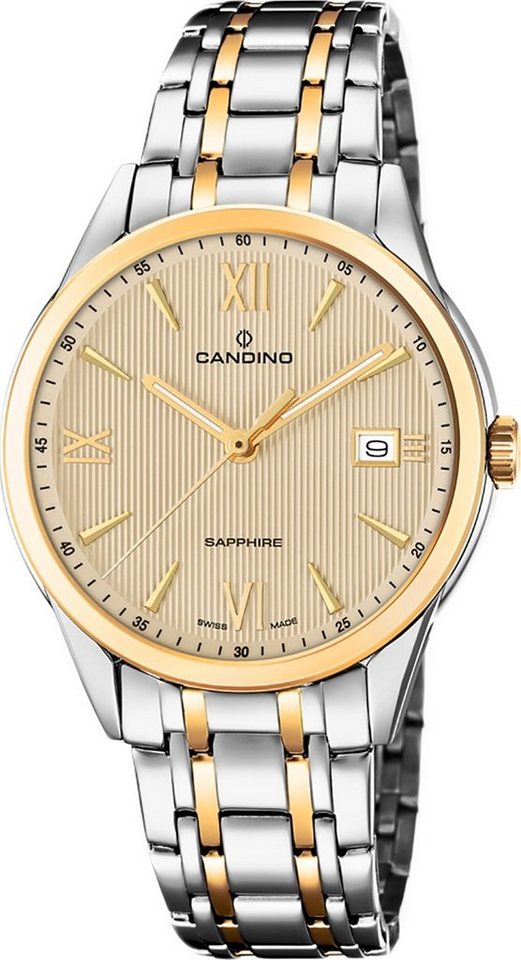 Candino Quarzuhr Candino Herren Uhr Analog C4694/2, Herren Armbanduhr rund, Edelstahlarmband silber, gold, Elegant von Candino