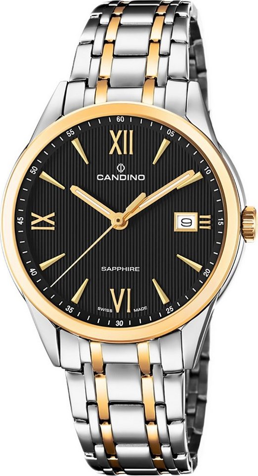 Candino Quarzuhr Candino Herren Uhr Analog C4694/3, Herren Armbanduhr rund, Edelstahlarmband silber, gold, Elegant von Candino