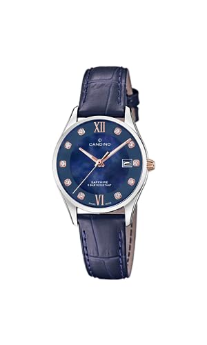 Candino Uhr Für Damen C4731/2 Couple Classic Silber Edelstahl Case BlauLeder Band von Candino