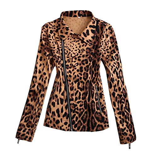 Candow Look Damen Leopard Muster langarm Herbst Strickjacke Zipper Jacket von Candow Look