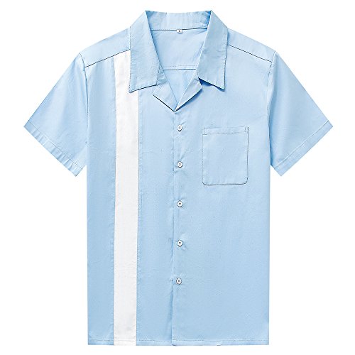 Candow Look Herren Freizeit-Hemd Contrast Color Party Shirts Blue White Bowling Shirt von Candow Look