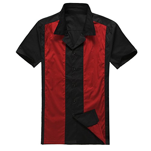 Candow Look Herren Freizeit Hemd Rot&Schwarz Retro Shirt von Candow Look