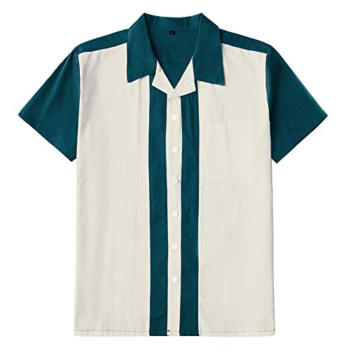 Candow Look Herren Freizeit-Hemd Short Sleeve,Teal/Ivory von Candow Look