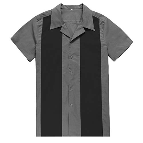 Candow Look Herren Kontrastieren Two Tone Casual Bowling Shirts von Candow Look