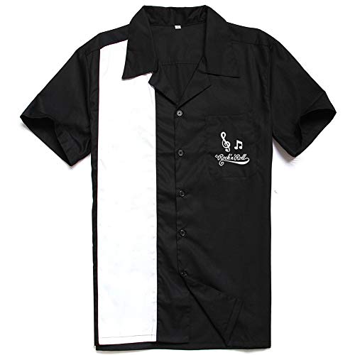 Candow Look Men Cotton Embroidery Two Tone Shirts Black&White Rock n roll von Candow Look