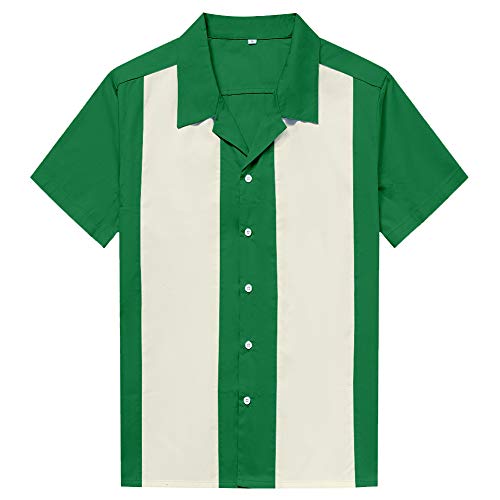 Candow Look Men's Two Tone Workshirts Short Sleeve Casual Shirt(2XL,sea Green+Ivory) von Candow Look
