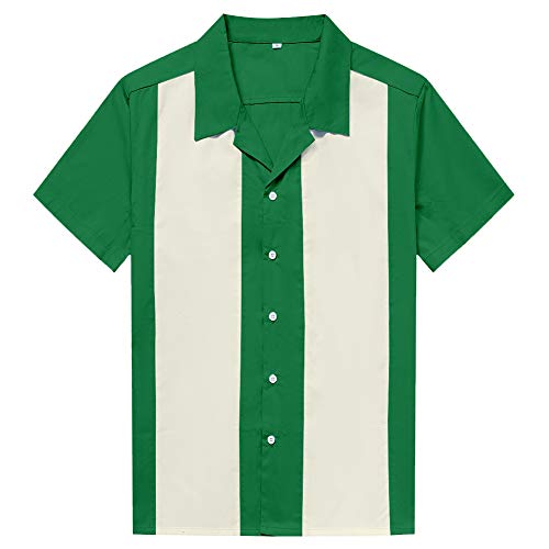 Candow Look Men's Two Tone Workshirts Short Sleeve Casual Shirt(3L,sea Green+Ivory) von Candow Look