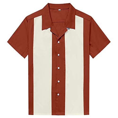 Candow Look Men's Two Tone Workshirts Short Sleeve Casual Shirt(3XL,Sienna+Ivory) von Candow Look