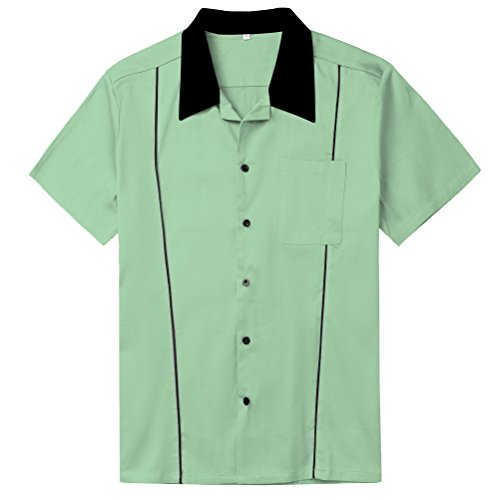 Man Shirt Rockabilly Short Sleeve Vintage Style UK Design Cotton Tops-Mint von Candow Look