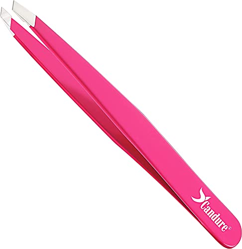 Candure Pinzette Augenbrauen Zupfen Pinzetten Profi Edelstahl Präzisionsspitze Pinzette Splitter Schräg zum Augenbrauen Zupfen Gesichts und Eingewachsene Geeignet für Herren & Damen Haare 1 Stück von Candure