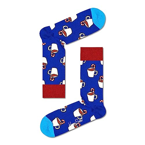 Happy Socks Unisex Candy Cane Cocoa Socken, Blau, Weiß, Rot, Braun, Small/Medium von Happy Socks