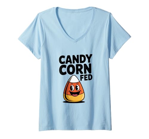 Damen Süßigkeiten-Mais-Fed lustige Halloween-Leckerli-Liebhaber T-Shirt mit V-Ausschnitt Damen Süßigkeiten-Mais-Fed lustige Halloween-Leckerli-Liebhaber T-Shirt mit V-Ausschnitt von Candy Corn Fed Funny Halloween Treat Lovers