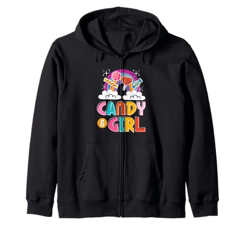 Süßes Candy Girl Shirt Regenbogen Zuckerwatte Kapuzenjacke von Candy Girl Süßigkeiten Kinder Geschenk