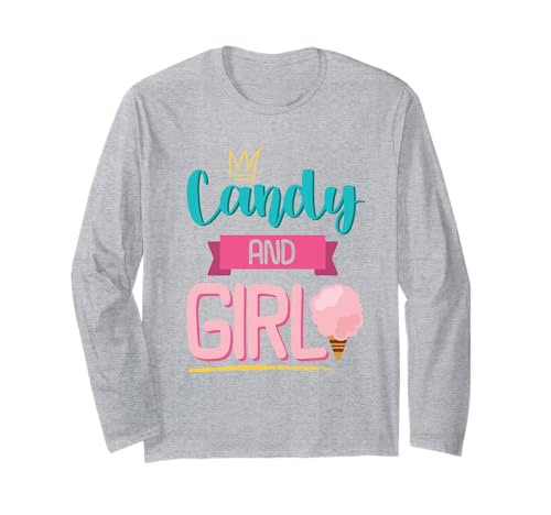 Süßes Candy Girl Shirt Regenbogen Zuckerwatte Langarmshirt von Candy Girl Süßigkeiten Kinder Geschenk