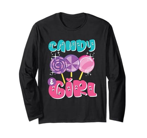 Süßes Candy Girl Shirt Regenbogen Zuckerwatte Langarmshirt von Candy Girl Süßigkeiten Kinder Geschenk