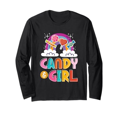 Süßes Candy Girl Shirt Regenbogen Zuckerwatte Langarmshirt Süßes Candy Girl Shirt Regenbogen Zuckerwatte Langarmshirt von Candy Girl Süßigkeiten Kinder Geschenk