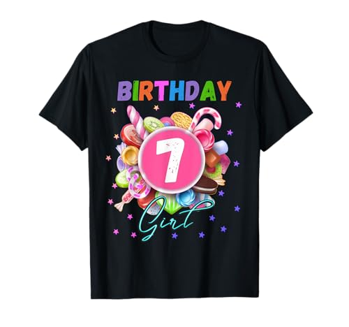 Candy Land Geburtstagsparty Mädchen Alter 7 T-Shirt Candy Land Geburtstagsparty Mädchen Alter 7 T-Shirt von Candy Land Party Theme Souvenirs