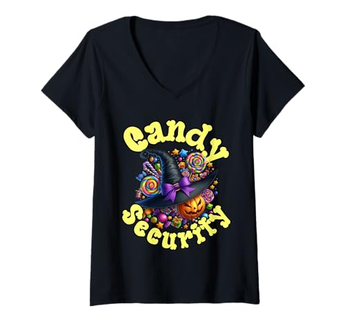 Damen Candy Security Halloween.Candy Tu so, als wäre ich eine Candy Crew T-Shirt mit V-Ausschnitt Damen Candy Security Halloween.Candy Tu so, als wäre ich eine Candy Crew T-Shirt mit V-Ausschnitt von Candy Security Candy Crew