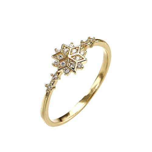 Schneeflocke Ringe Damen Dünner Ring Kreative Mode Ringe Verlobung Eheringe Trauringe Schmuck Geschenke für Muttertag Hochzeit Geburtstag (Gold, 7) von Candy101