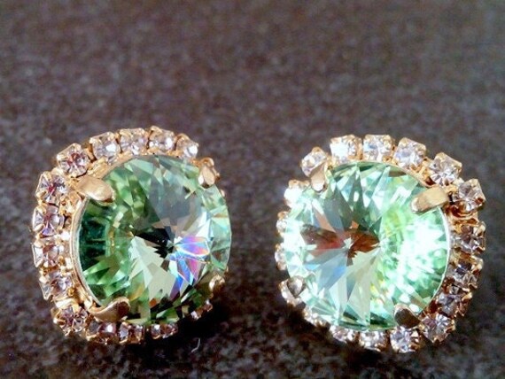 Grün Amethyst Swarovski Kristall Ohrstecker, 14K Gold Filled von CandyCrystalsJewelry