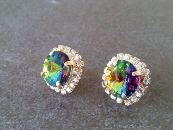 Mystic Topaz Swarovski Strass Ohrstecker, 14K Gold Gefüllt von CandyCrystalsJewelry