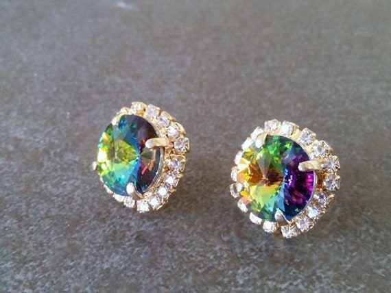 Mystic Topaz Swarovski Strass Ohrstecker, 14K Gold Gefüllt von CandyCrystalsJewelry