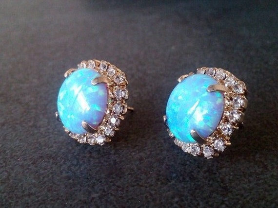 Opal Ohrstecker, Swarovski, 14K Gold Filled von CandyCrystalsJewelry